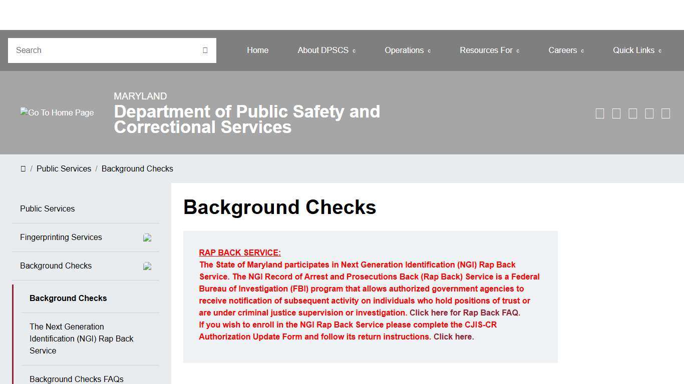DPSCS - Background Check